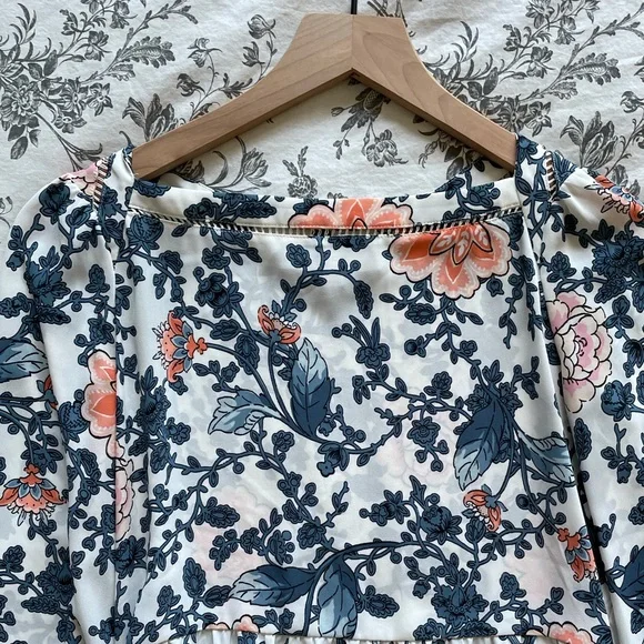 LOFT Floral Blouse - Blue and Pink - Picture 2 of 8